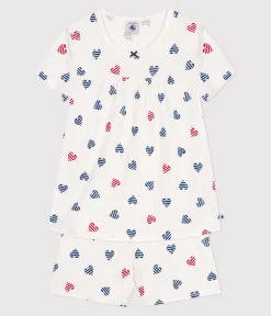 Petit Bateau Schlafanzüge, Nachthemden*Kinder-Kurzpyjama aus Baumwolle mit Herzmotiv weiss MARSHMALLOW/weiss MULTICO