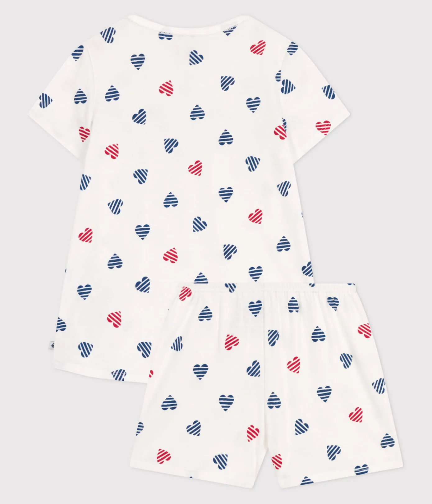 Petit Bateau Schlafanzüge, Nachthemden*Kinder-Kurzpyjama aus Baumwolle mit Herzmotiv weiss MARSHMALLOW/weiss MULTICO