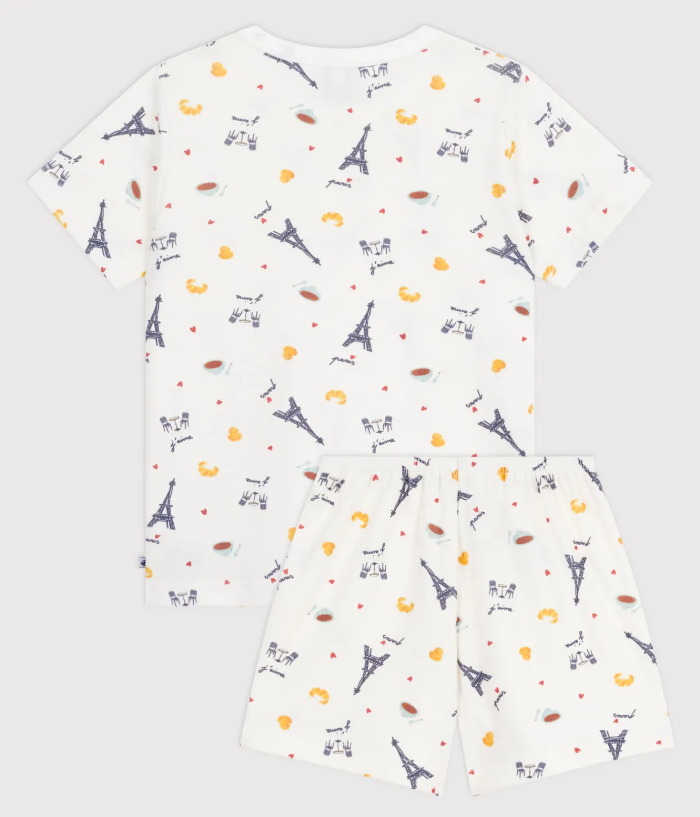 Petit Bateau Schlafanzüge, Pyjamas|Schlafanzüge, Nachthemden*Kinder-Kurzpyjama aus Baumwolle mit Paris-Motiven weiss MARSHMALLOW/weiss MULTICO