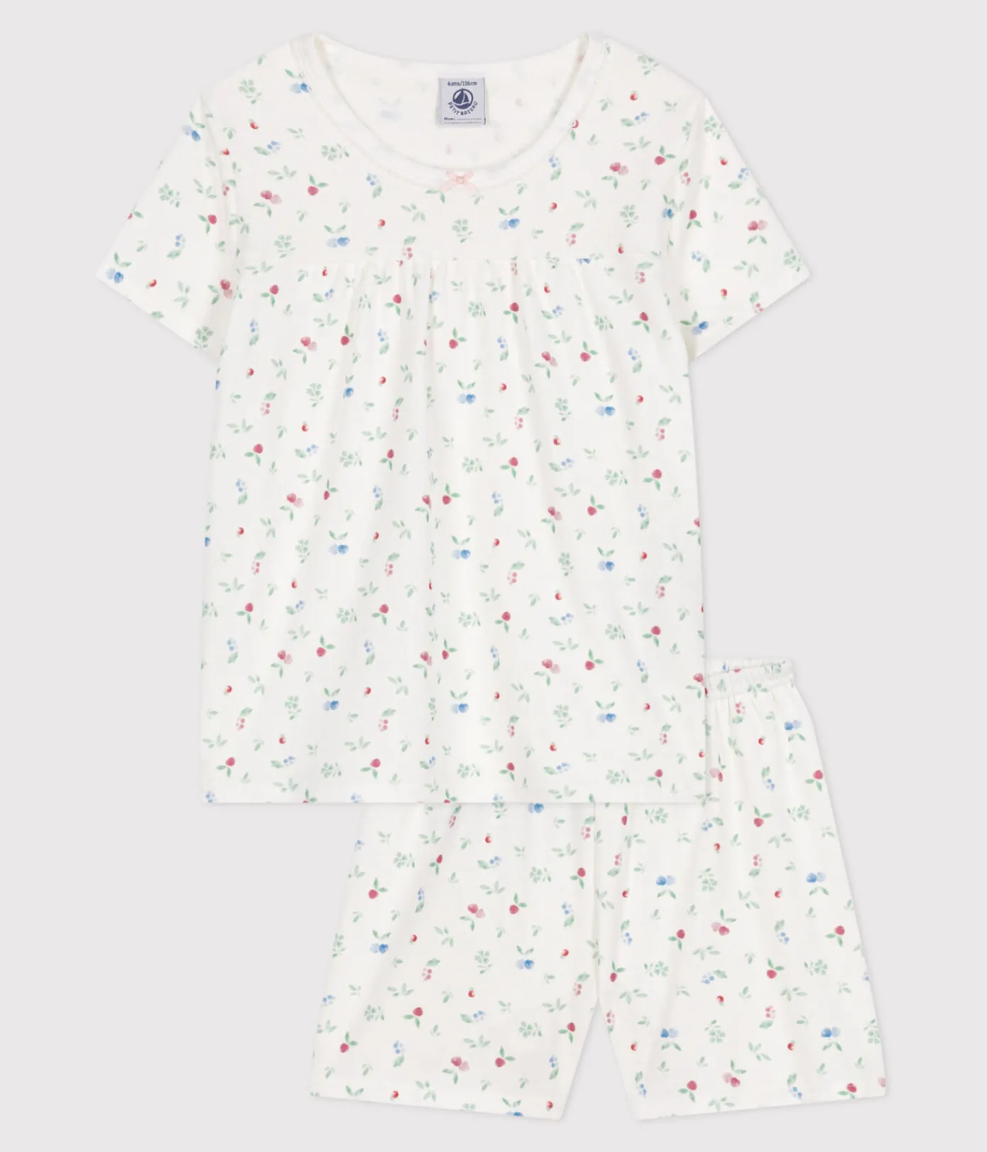 Petit Bateau Schlafanzüge, Nachthemden*Kinder-Kurzpyjama aus Baumwolle mit Fruchtmotiv weiss MARSHMALLOW/weiss MULTICO