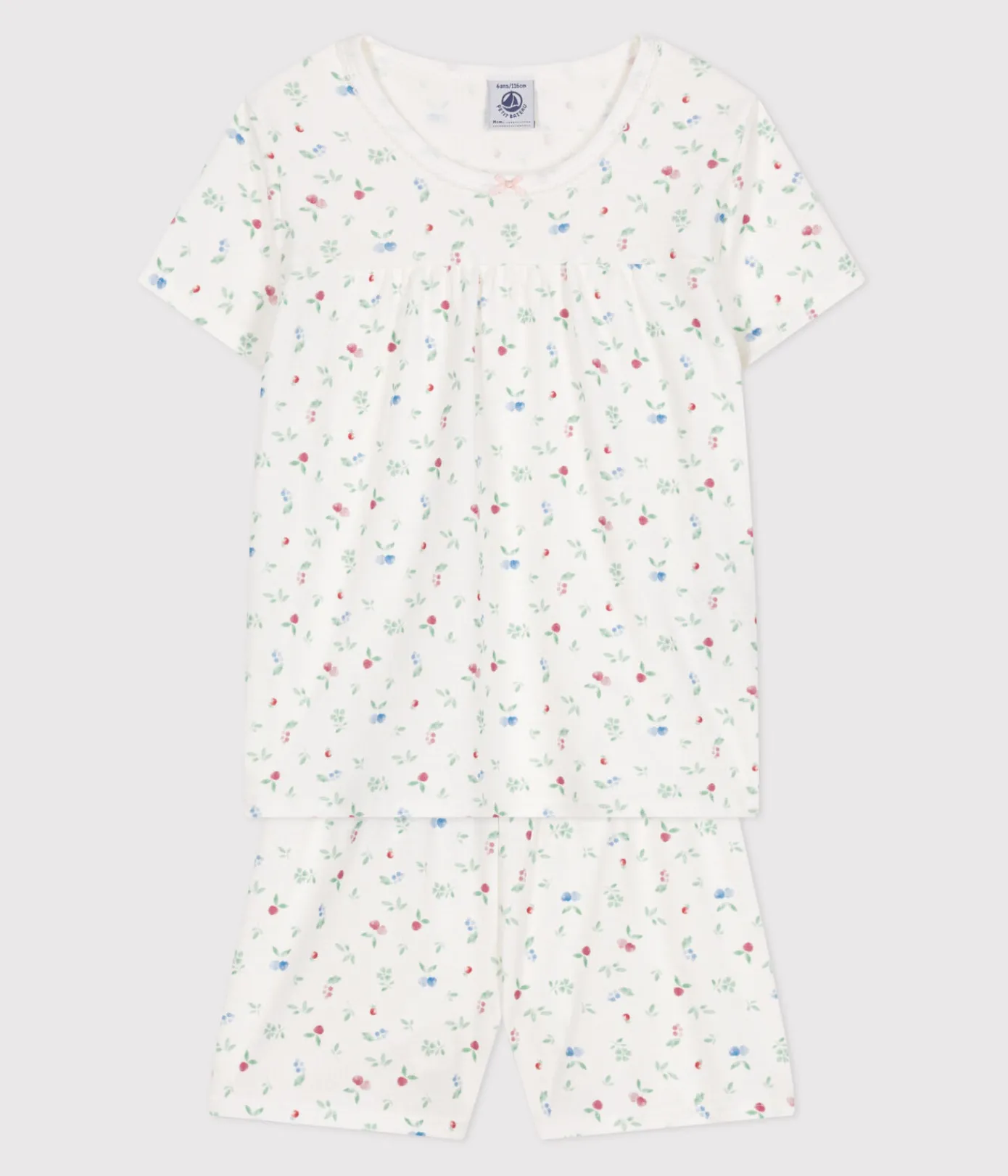 Petit Bateau Schlafanzüge, Nachthemden*Kinder-Kurzpyjama aus Baumwolle mit Fruchtmotiv weiss MARSHMALLOW/weiss MULTICO