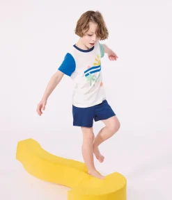 Petit Bateau Schlafanzüge, Pyjamas*Kinder-Kurzpyjama aus Baumwolle weiss MARSHMALLOW/weiss MULTICO