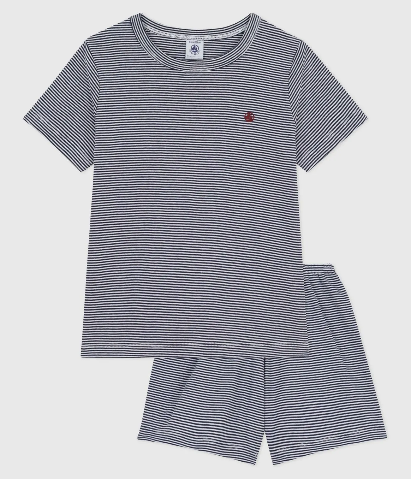 Petit Bateau Schlafanzüge, Pyjamas|Schlafanzüge, Nachthemden*Kinder-Kurzpyjama aus Baumwolle mit Streifen blau SMOKING/weiss MARSHMALLOW
