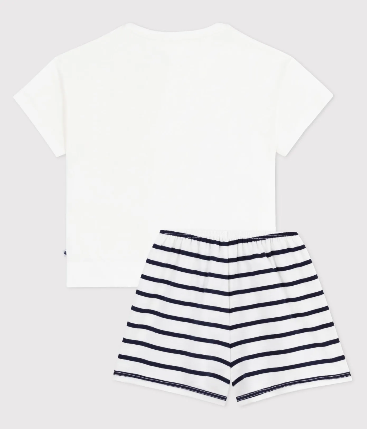 Petit Bateau Schlafanzüge, Nachthemden*Kinder-Kurzpyjama aus Baumwolle mit Herzmotiv weiss MARSHMALLOW/blau SMOKING