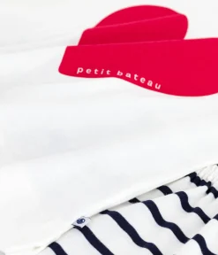 Petit Bateau Schlafanzüge, Nachthemden*Kinder-Kurzpyjama aus Baumwolle mit Herzmotiv weiss MARSHMALLOW/blau SMOKING