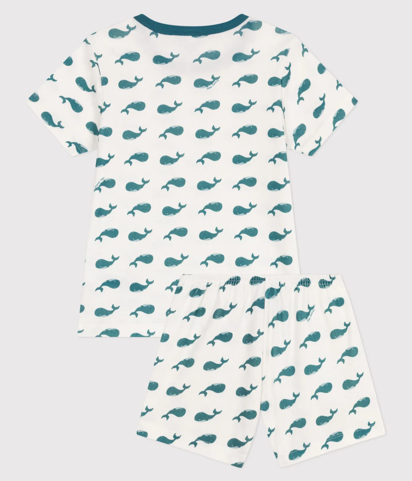 Petit Bateau Schlafanzüge, Pyjamas*Kinder-Kurzpyjama aus Baumwolle mit Walmotiv grün MARSHMALLOW/ DRAGONFLY