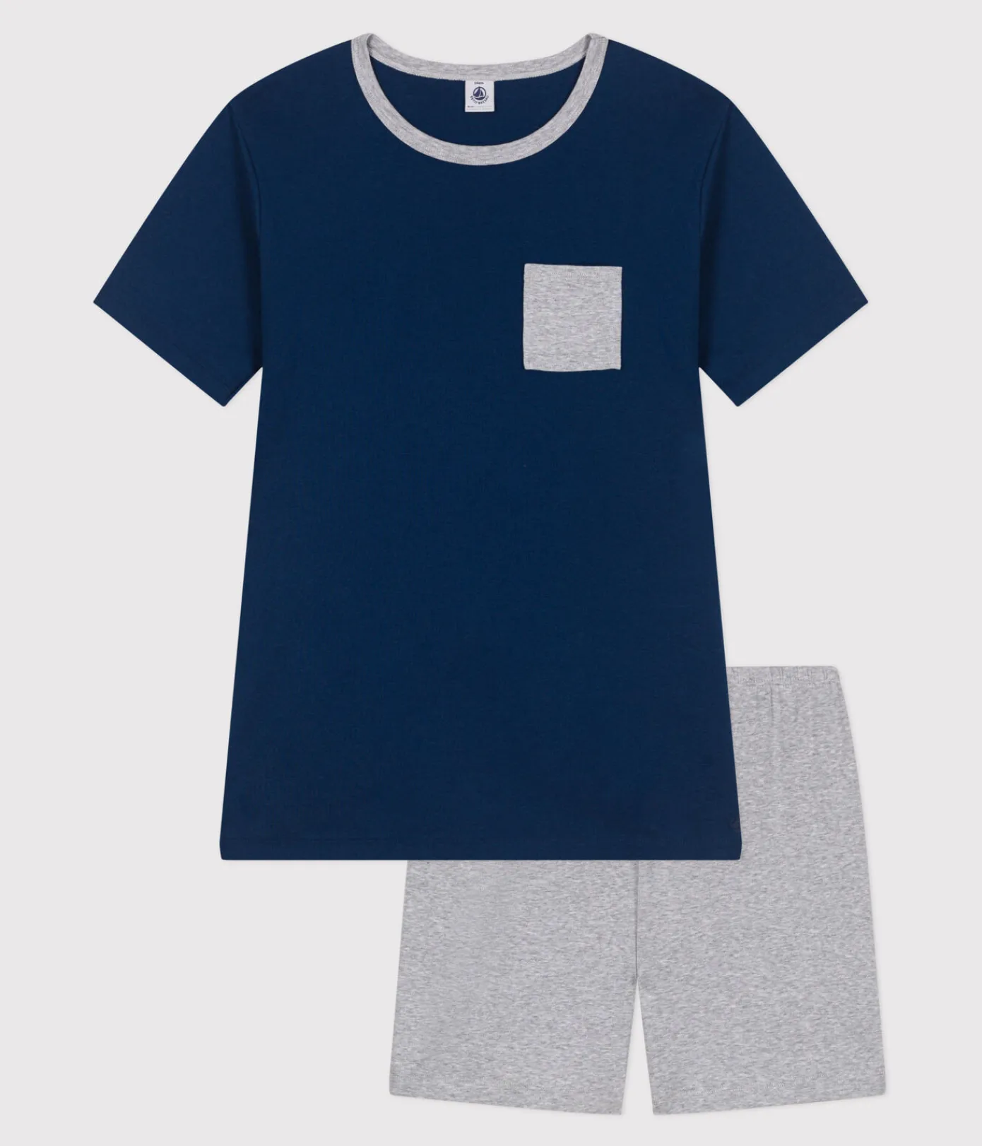 Petit Bateau Herren|Schlafanzüge, Pyjamas*Kinder-Kurzpyjama aus einfarbigger Baumwolle INCOGNITO/ FUMEE