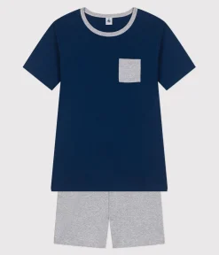 Petit Bateau Herren|Schlafanzüge, Pyjamas*Kinder-Kurzpyjama aus einfarbigger Baumwolle INCOGNITO/ FUMEE