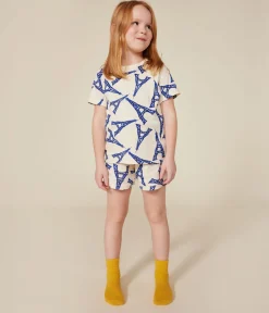 Petit Bateau Schlafanzüge, Pyjamas|Schlafanzüge, Nachthemden*Kinder-Kurzpyjama Paris aus Baumwolle weiss AVALANCHE/ MULTICO