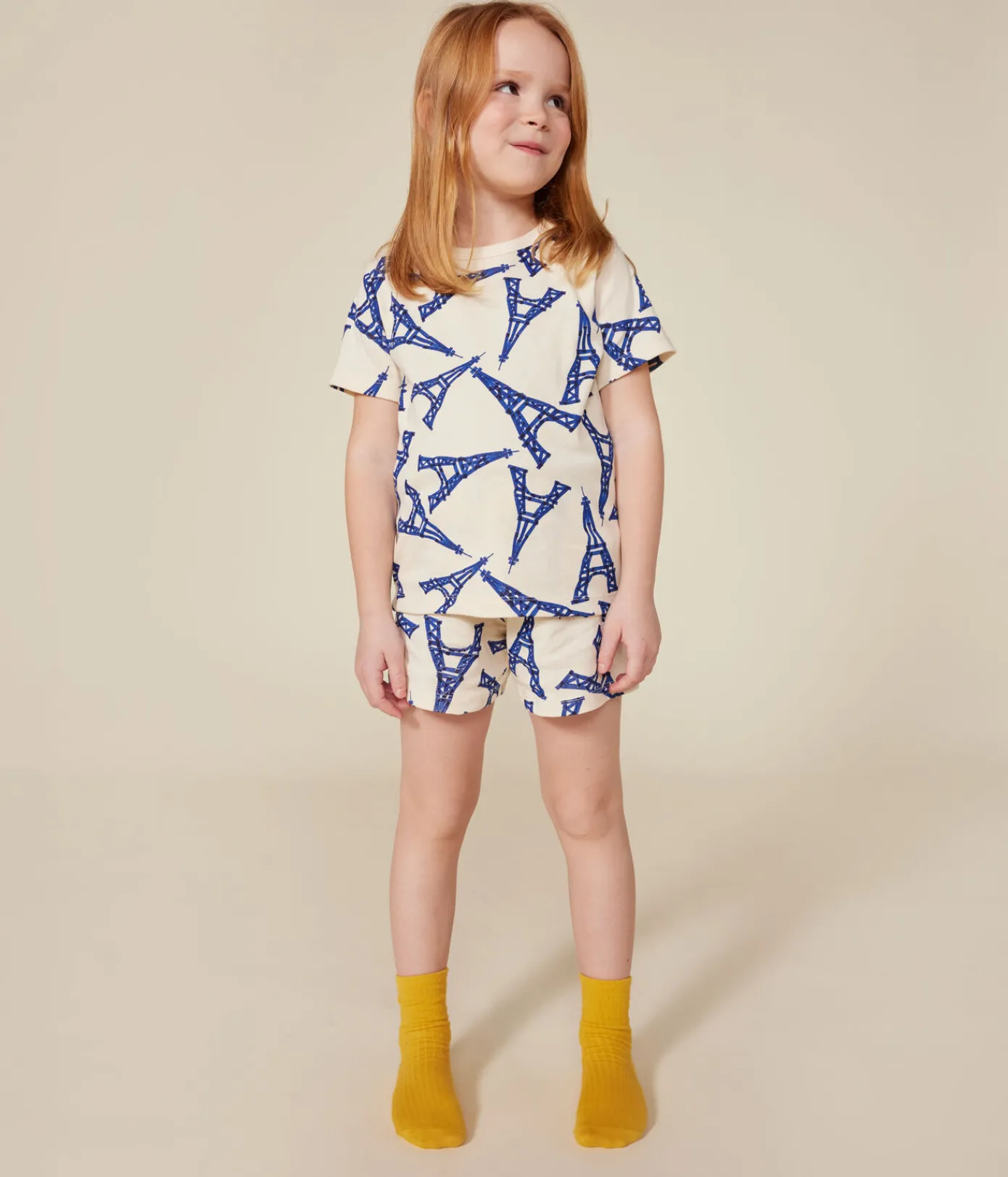 Petit Bateau Schlafanzüge, Pyjamas|Schlafanzüge, Nachthemden*Kinder-Kurzpyjama Paris aus Baumwolle weiss AVALANCHE/ MULTICO