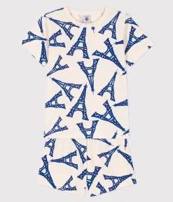 Petit Bateau Schlafanzüge, Pyjamas|Schlafanzüge, Nachthemden*Kinder-Kurzpyjama Paris aus Baumwolle weiss AVALANCHE/ MULTICO