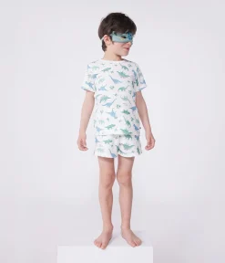 Petit Bateau Schlafanzüge, Pyjamas|Schlafanzüge, Nachthemden*Kinder-Kurzpyjama zum Verkleiden aus Baumwolle mit Dinos weiss MARSHMALLOW/weiss MULTICO