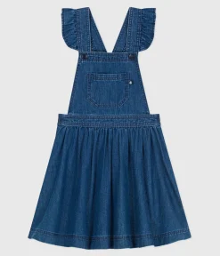 Petit Bateau Kleider, Röcke*Kinder-Latzkleid aus Denim blau DENIM MOYEN