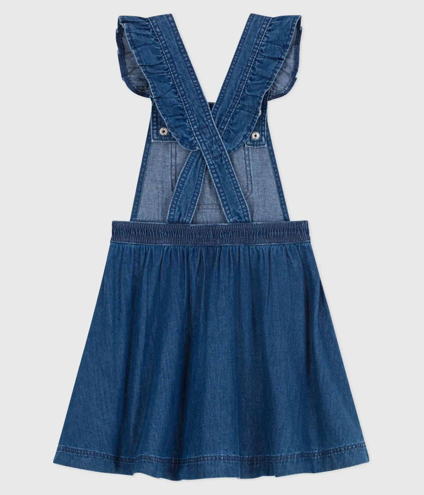 Petit Bateau Kleider, Röcke*Kinder-Latzkleid aus Denim blau DENIM MOYEN