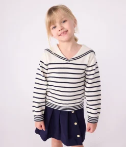 Petit Bateau Sweatshirts, Pullover, Cardigans*Kinder-Matrosenpullover aus Baumwolle mit Streifen blau MARSHMALLOW/ SOIR