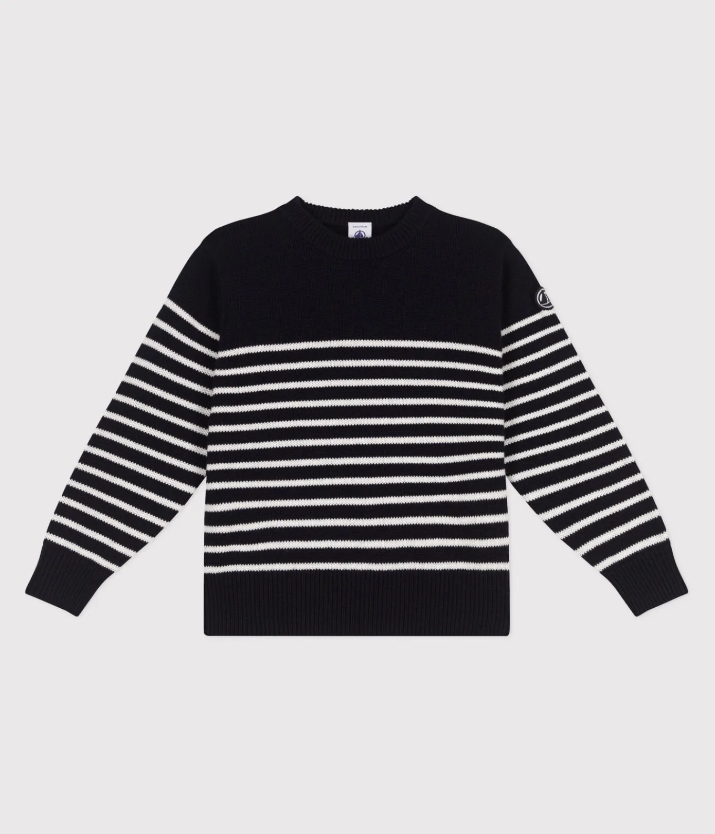 Petit Bateau Sweatshirts, Pullover, Cardigans*Kinder-Matrosenpullover aus Wolle und Baumwolle mit Streifen blau SMOKING/weiss MARSHMALLOW