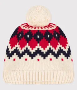 Petit Bateau Accessoires, Mützen, Caps*Kinder-Mütze aus Jacquard-Wollstoff weiss AVALANCHE/ MULTICO