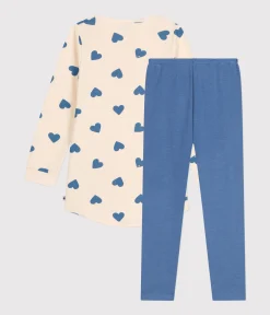 Petit Bateau Schlafanzüge, Nachthemden*Kinder-Nachthemd aus aufgerautem Molton mit Herzen blau BEACH/ AVALANCHE