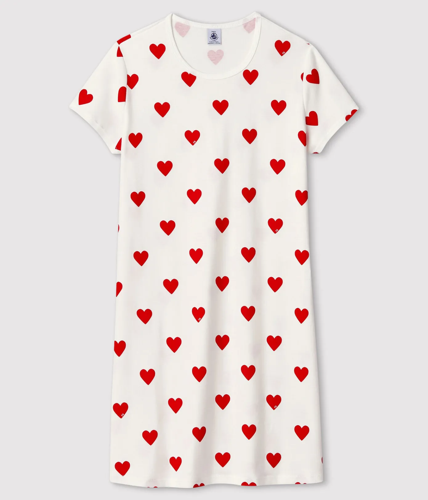 Petit Bateau Schlafanzüge, Nachthemden*Kindernachthemd aus Baumwolle mit Herzmotiv für Mädchen weiss MARSHMALLOW/ROT TERKUIT