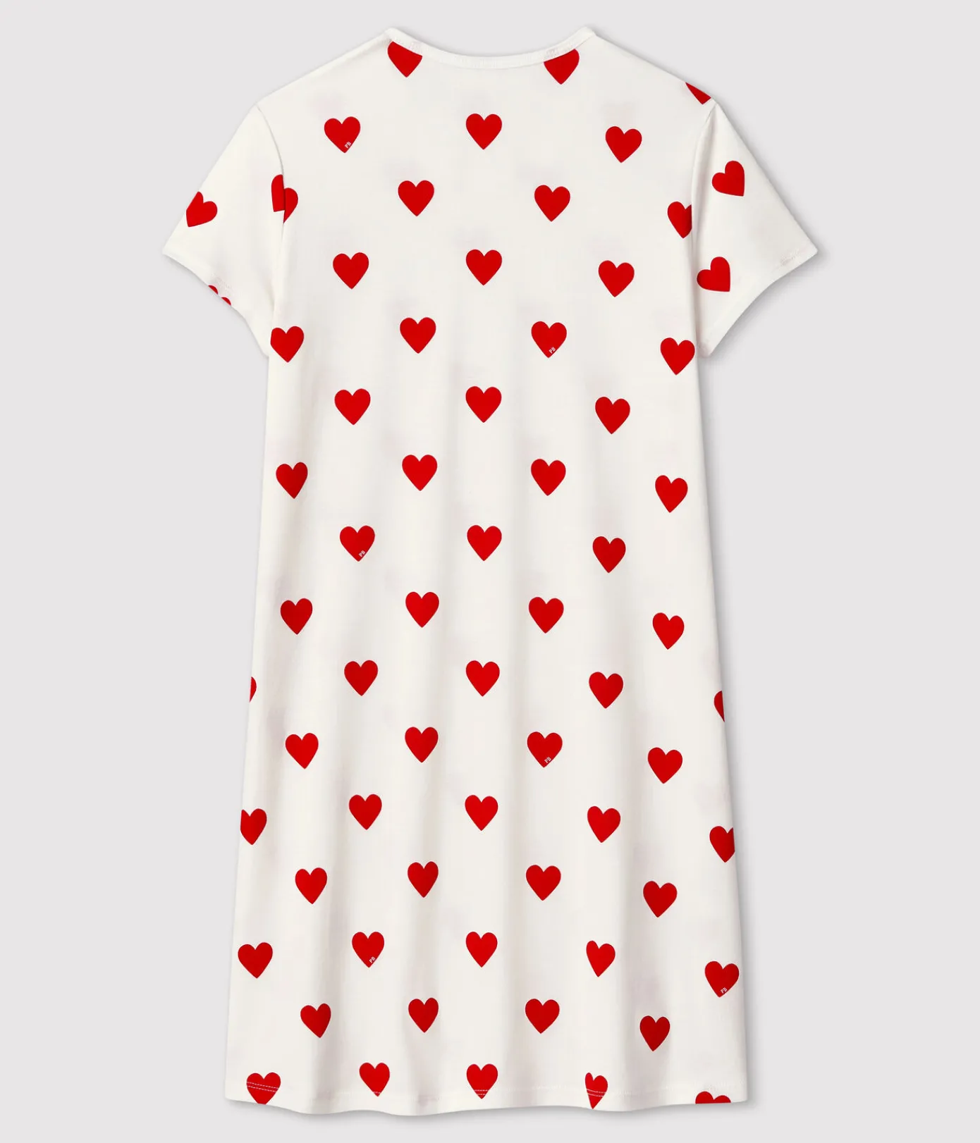 Petit Bateau Schlafanzüge, Nachthemden*Kindernachthemd aus Baumwolle mit Herzmotiv für Mädchen weiss MARSHMALLOW/ROT TERKUIT