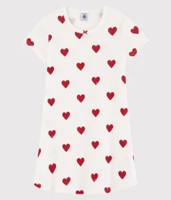 Petit Bateau Schlafanzüge, Nachthemden*Kindernachthemd aus Baumwolle mit Herzmotiv für Mädchen weiss MARSHMALLOW/ROT TERKUIT