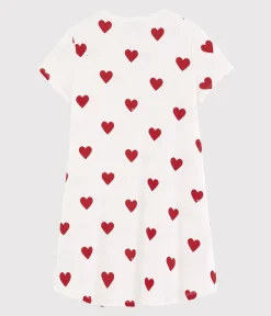 Petit Bateau Schlafanzüge, Nachthemden*Kindernachthemd aus Baumwolle mit Herzmotiv für Mädchen weiss MARSHMALLOW/ROT TERKUIT