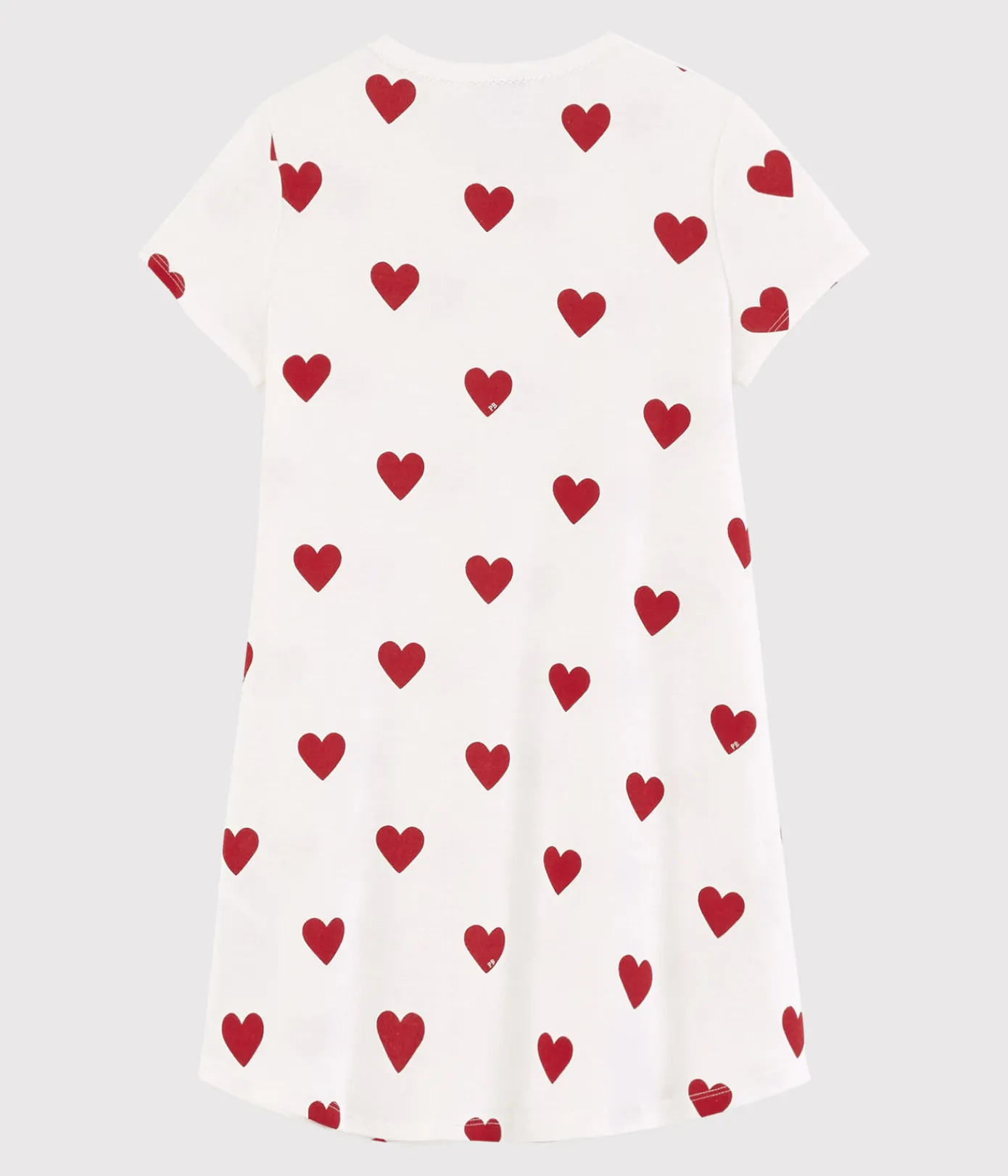 Petit Bateau Schlafanzüge, Nachthemden*Kindernachthemd aus Baumwolle mit Herzmotiv für Mädchen weiss MARSHMALLOW/ROT TERKUIT