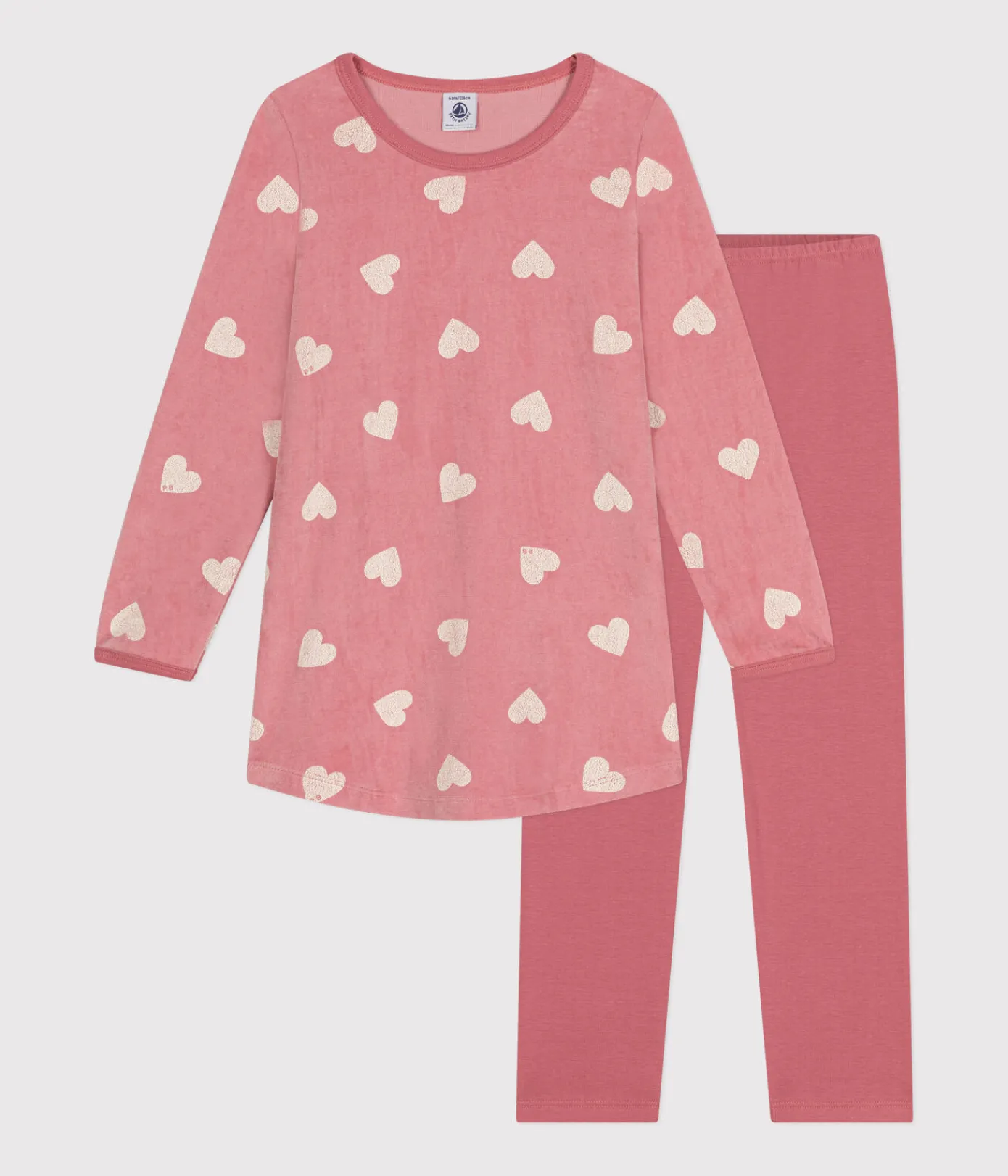Petit Bateau Schlafanzüge, Nachthemden*Kinder-Nachthemd aus Nicki mit Herzmotiv rosa ROSEWOOD/ MARSHMALLOW