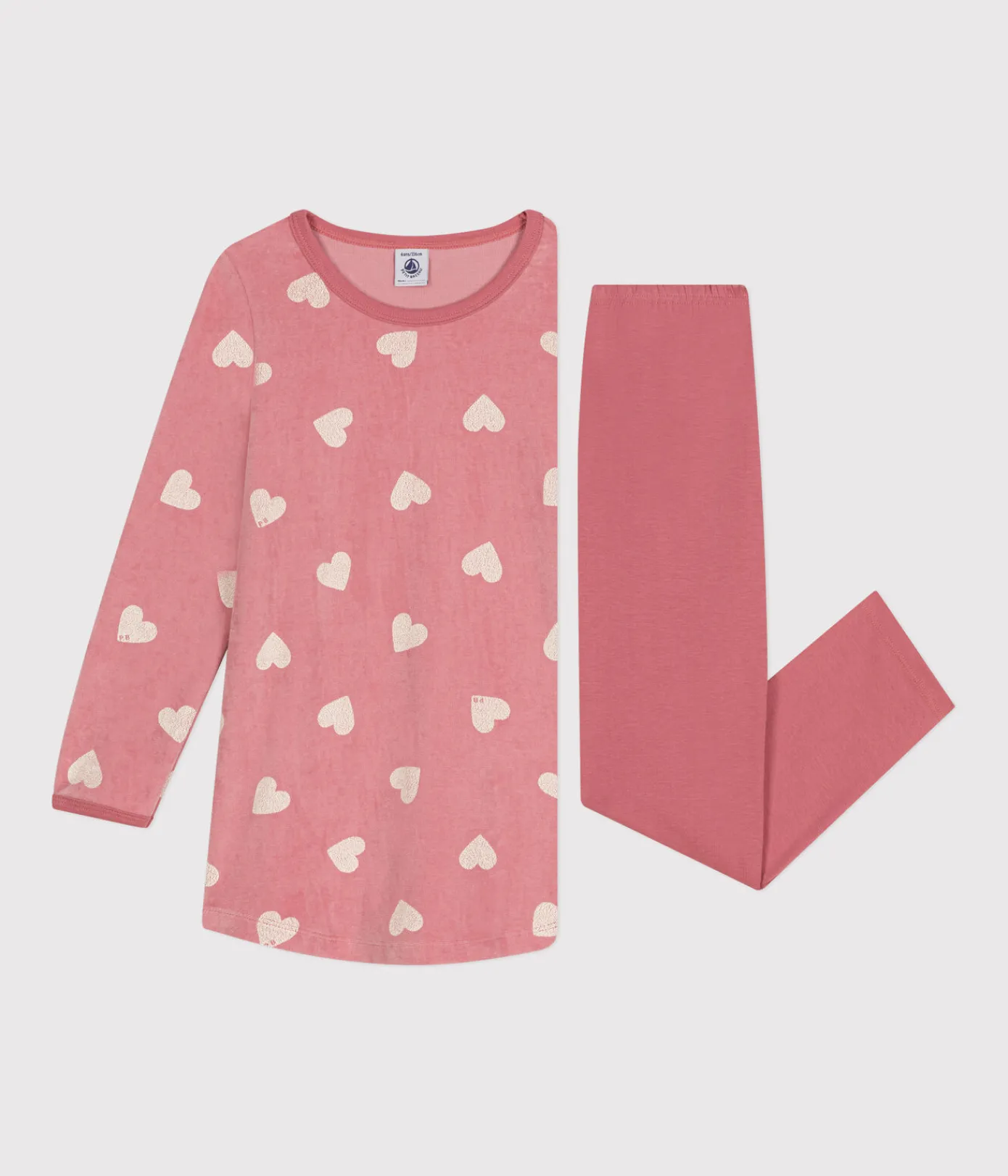 Petit Bateau Schlafanzüge, Nachthemden*Kinder-Nachthemd aus Nicki mit Herzmotiv rosa ROSEWOOD/ MARSHMALLOW