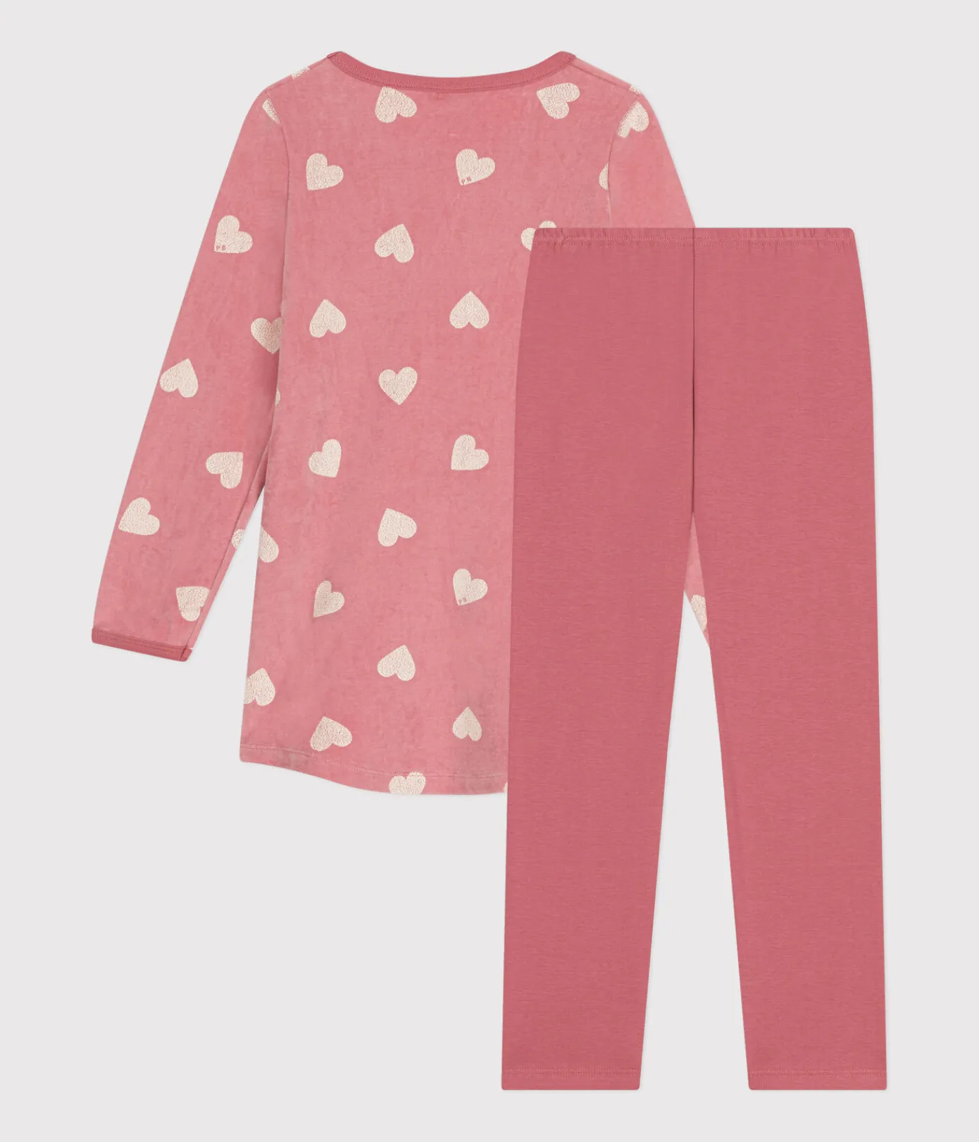 Petit Bateau Schlafanzüge, Nachthemden*Kinder-Nachthemd aus Nicki mit Herzmotiv rosa ROSEWOOD/ MARSHMALLOW