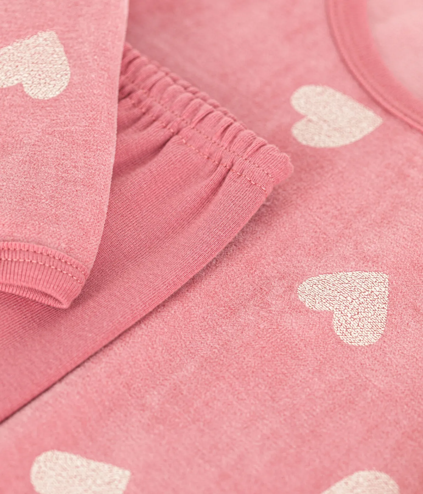 Petit Bateau Schlafanzüge, Nachthemden*Kinder-Nachthemd aus Nicki mit Herzmotiv rosa ROSEWOOD/ MARSHMALLOW