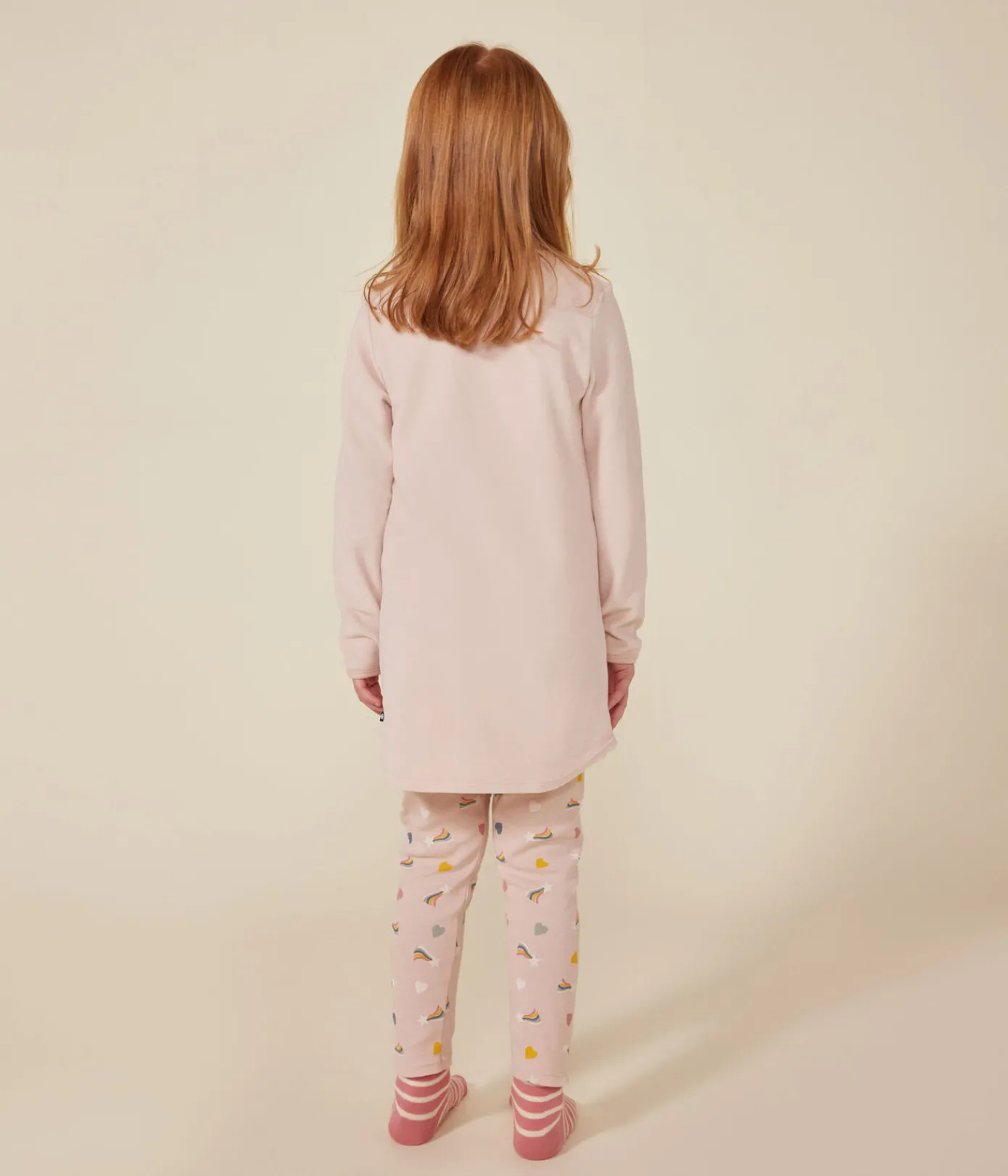 Petit Bateau Schlafanzüge, Nachthemden*Kinder-Nachthemd aus Nicki. rosa SALINE/weiss MULTICO
