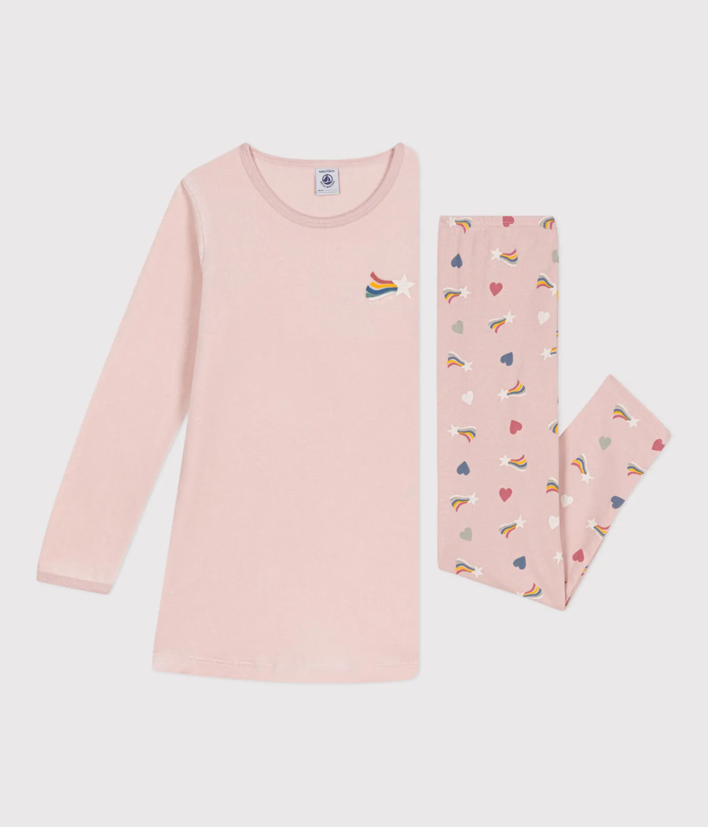 Petit Bateau Schlafanzüge, Nachthemden*Kinder-Nachthemd aus Nicki. rosa SALINE/weiss MULTICO