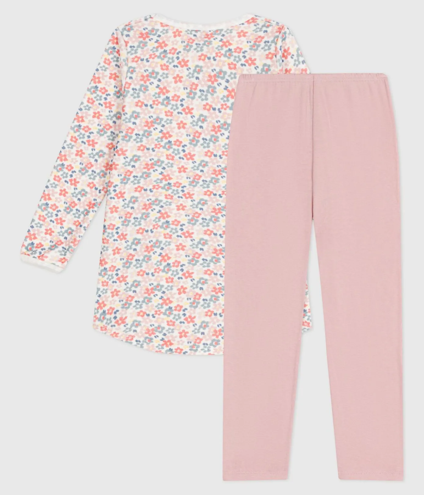 Petit Bateau Schlafanzüge, Nachthemden*Kinder-Nachthemd und Leggings aus Nicki mit Blumenmotiv rosa JOLI/weiss MULTICO