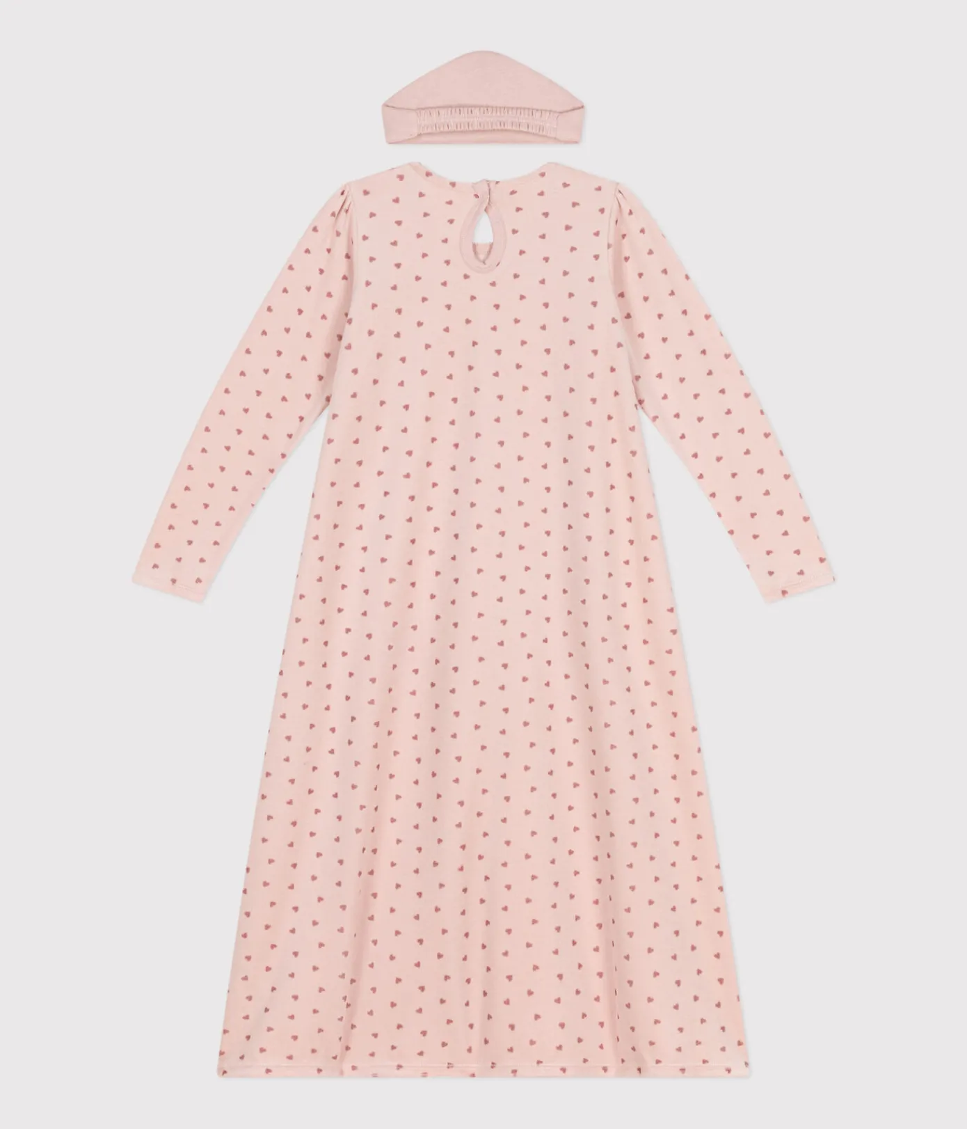 Petit Bateau Schlafanzüge, Nachthemden*Kinder-Nachthemd und Stirnband aus Nicki mit Herzmotiv rosa SALINE/ ROSEWOOD