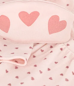 Petit Bateau Schlafanzüge, Nachthemden*Kinder-Nachthemd und Stirnband aus Nicki mit Herzmotiv rosa SALINE/ ROSEWOOD