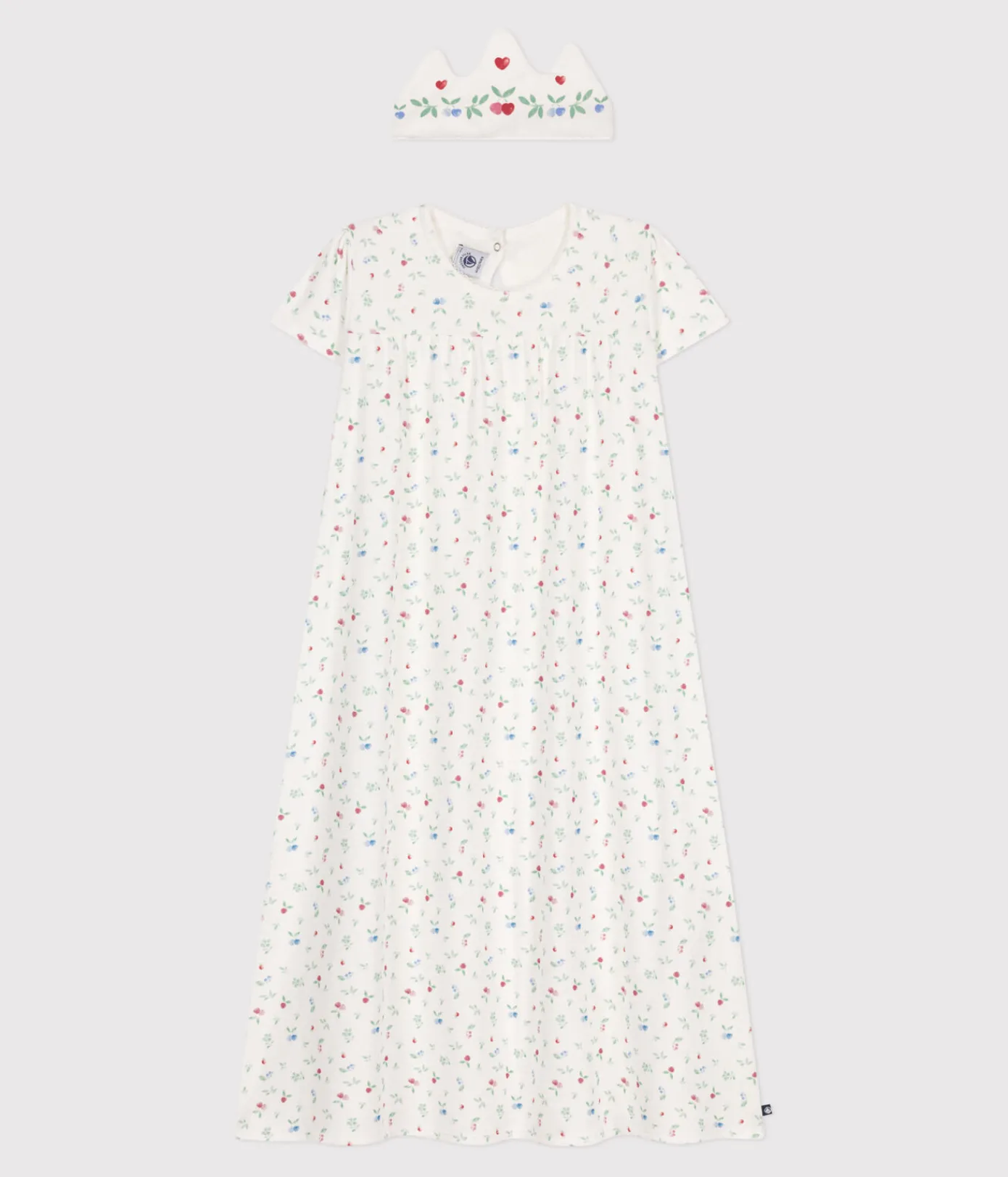 Petit Bateau Schlafanzüge, Nachthemden*Kinder-Nachthemd zum Verkleiden mit Stirnband aus Baumwolle weiss MARSHMALLOW/weiss MULTICO