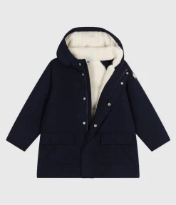 Petit Bateau Mäntel, Jacken, Regenjacken*Kinder-Parka halblang und einfarbig blau SMOKING