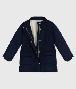 Petit Bateau Mäntel, Jacken, Regenjacken*Kinder-Parka halblang und einfarbig blau SMOKING