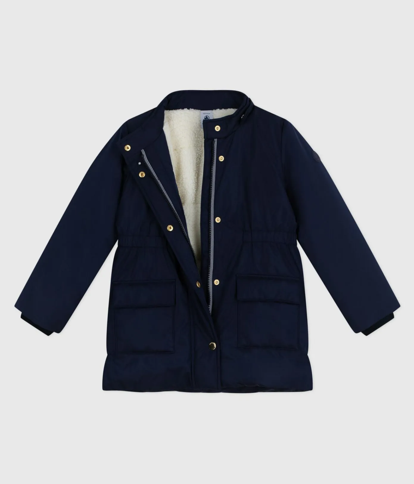 Petit Bateau Mäntel, Jacken, Regenjacken*Kinder-Parka halblang und einfarbig blau SMOKING