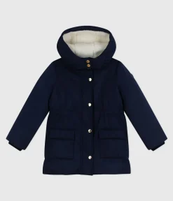 Petit Bateau Mäntel, Jacken, Regenjacken*Kinder-Parka halblang und einfarbig blau SMOKING