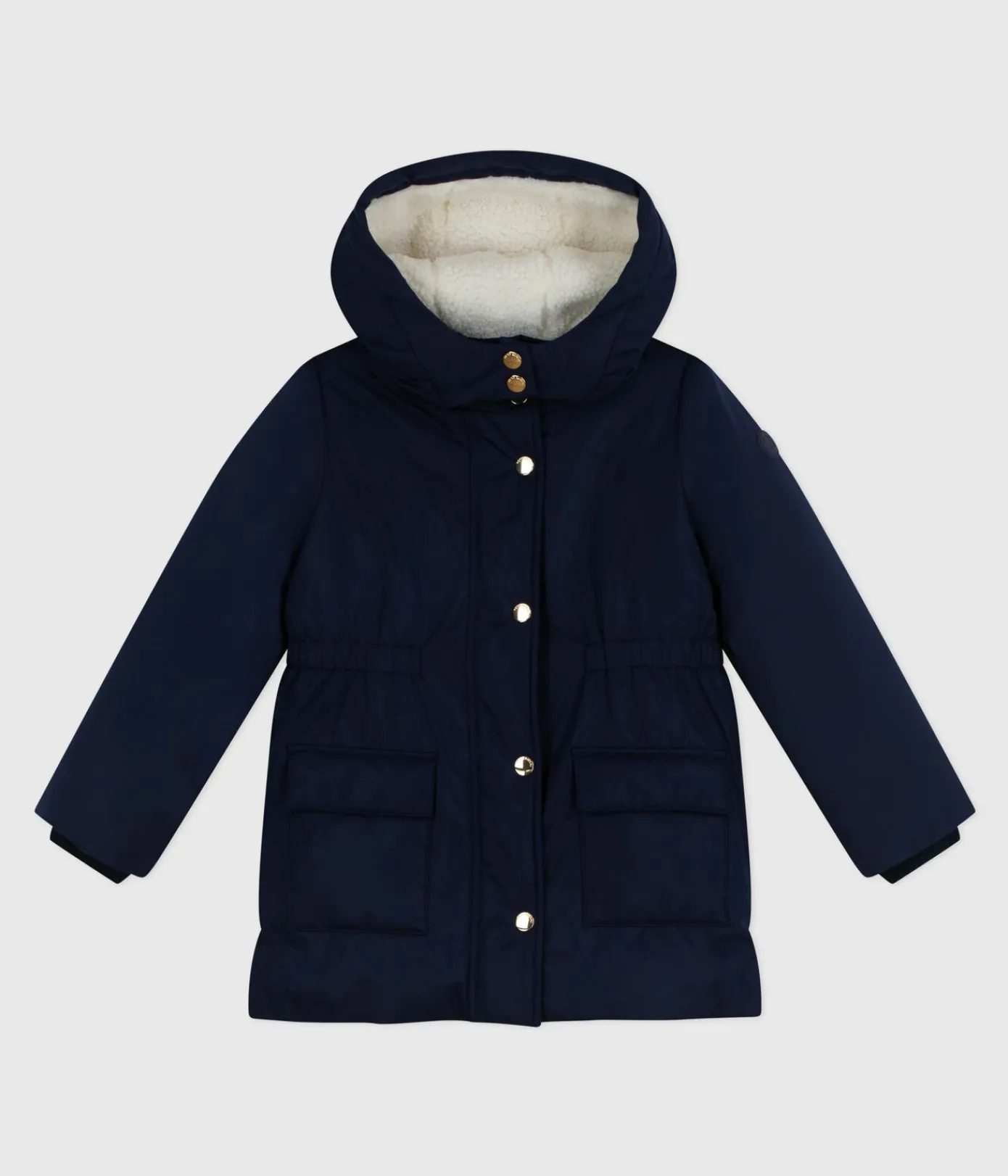 Petit Bateau Mäntel, Jacken, Regenjacken*Kinder-Parka halblang und einfarbig blau SMOKING
