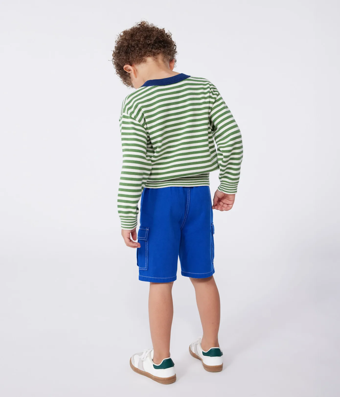 Petit Bateau Sweatshirts, Pullover, Cardigans|Sweatshirts, Pullover, Cardigans*Kinder-Pullover aus Baumwolle mit Streifen grün PALMERAIE/ AVALANCHE
