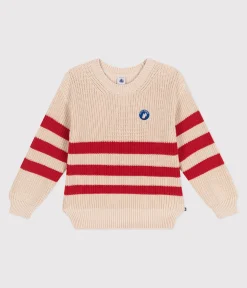 Petit Bateau Sweatshirts, Pullover, Cardigans|Sweatshirts, Pullover, Cardigans*Kinder-Pullover aus Baumwolle mit Streifen ROT AVALANCHE/ AURORA