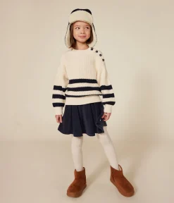 Petit Bateau Sweatshirts, Pullover, Cardigans*Kinder-Pullover aus Baumwolle für Mädchen weiss AVALANCHE/blau SMOKING