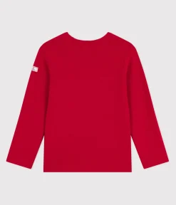 Petit Bateau Sweatshirts, Pullover, Cardigans*Kinder-Pullover aus einfarbiger Wolle und Baumwolle ROT POMPEI