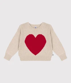 Petit Bateau Sweatshirts, Pullover, Cardigans*Kinder-Pullover aus Wolle und Baumwolle für Mädchen AVALANCHE/ ROT