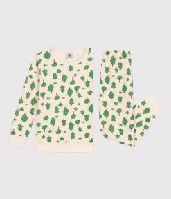 Petit Bateau Schlafanzüge, Pyjamas|Schlafanzüge, Nachthemden*Kinder-Pyjama aus aufgerautem Frottee mit Baummotiv weiss AVALANCHE/ MULTICO