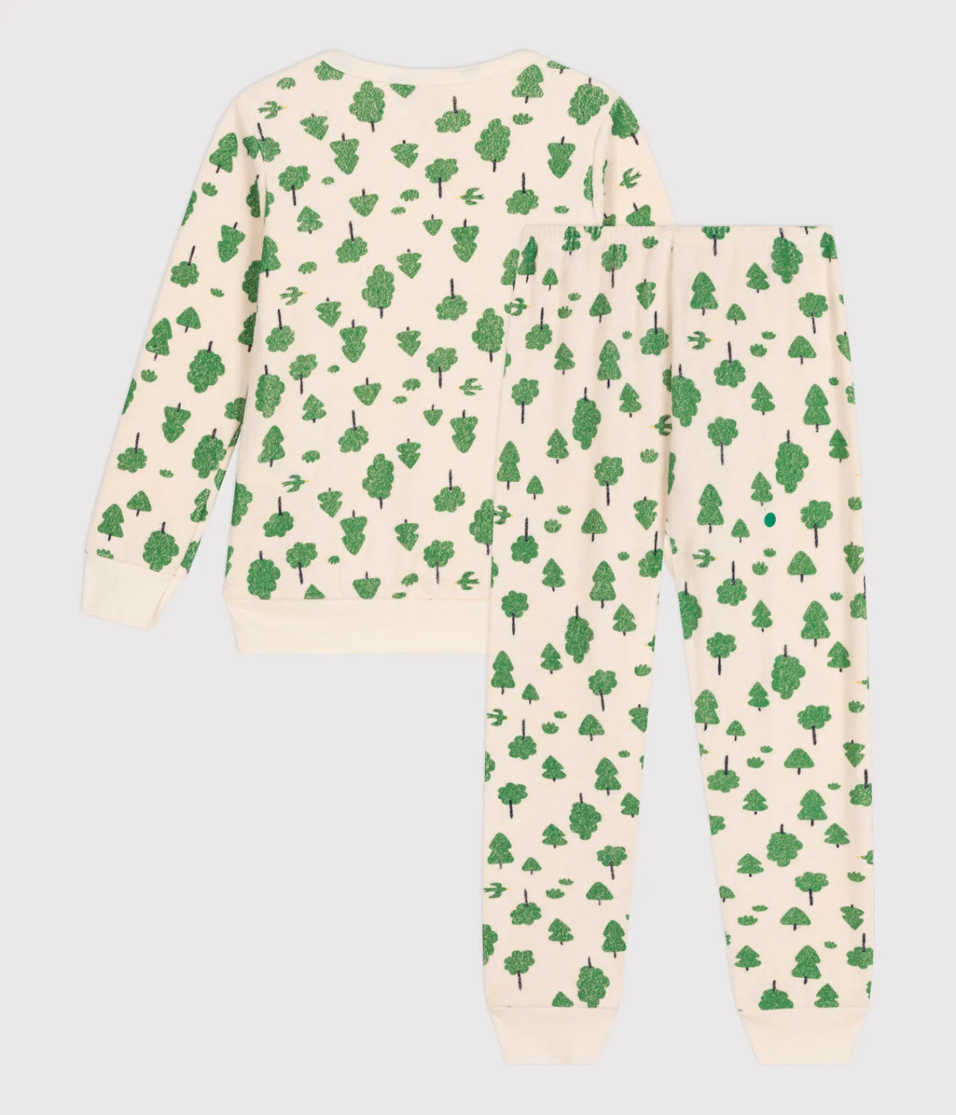Petit Bateau Schlafanzüge, Pyjamas|Schlafanzüge, Nachthemden*Kinder-Pyjama aus aufgerautem Frottee mit Baummotiv weiss AVALANCHE/ MULTICO
