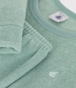 Petit Bateau Schlafanzüge, Pyjamas|Schlafanzüge, Nachthemden*Kinder-Pyjama aus aufgerautem einfarbigen Frottee grün PAUL